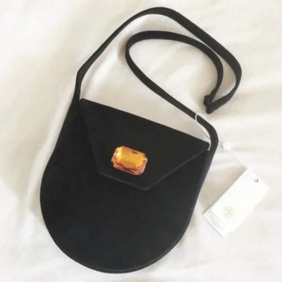 Tory Burch Handbags - tory burch black velvet crossbody bag